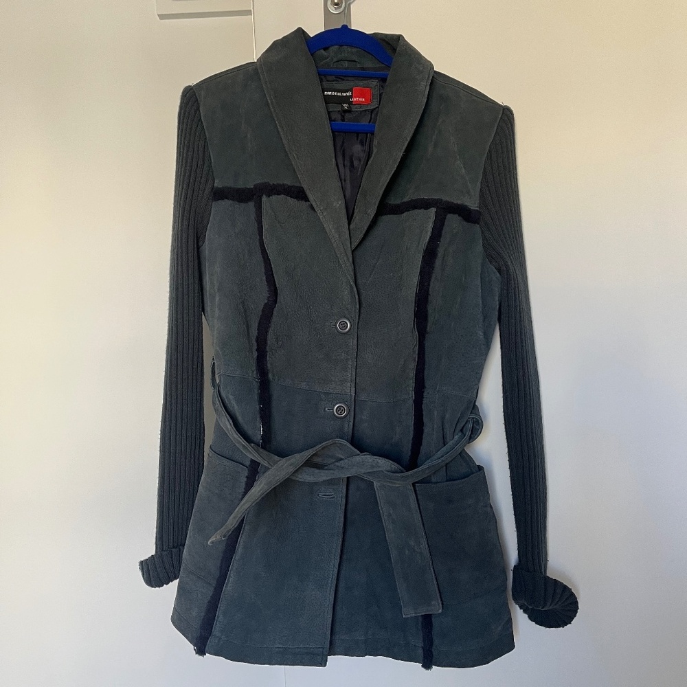 Vintage Blue Suede Coat with belt